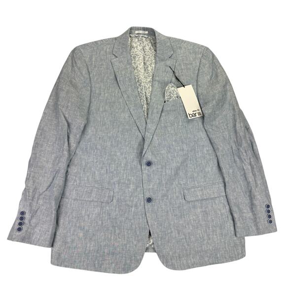 Bar III Mens Slim Fit 100% Linen Solid Suit Jacket Blue 44L